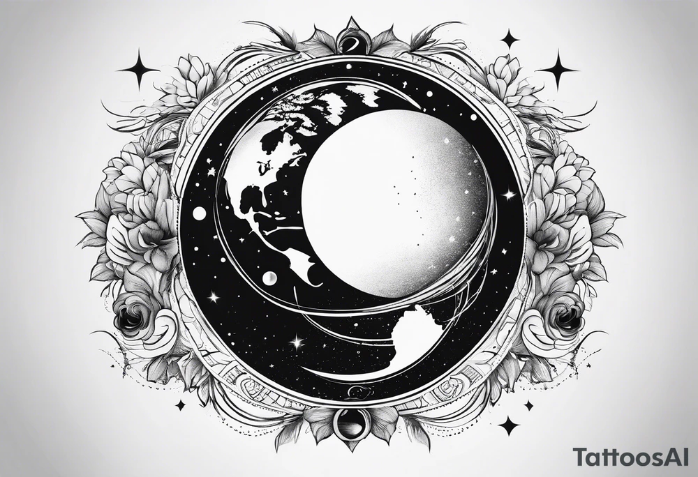 Planet symboling ease of moving from one part to another tattoo idea