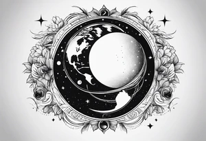 Planet symboling ease of moving from one part to another tattoo idea