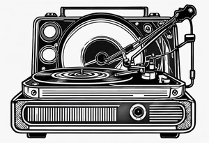 Recordplayer finline art minimalistic oneline throwup tattoo idea