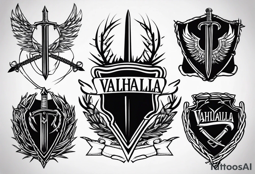 Valhalla
sword shield barbed  wire tattoo idea