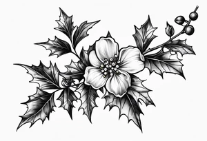 holly flower stem tattoo idea
