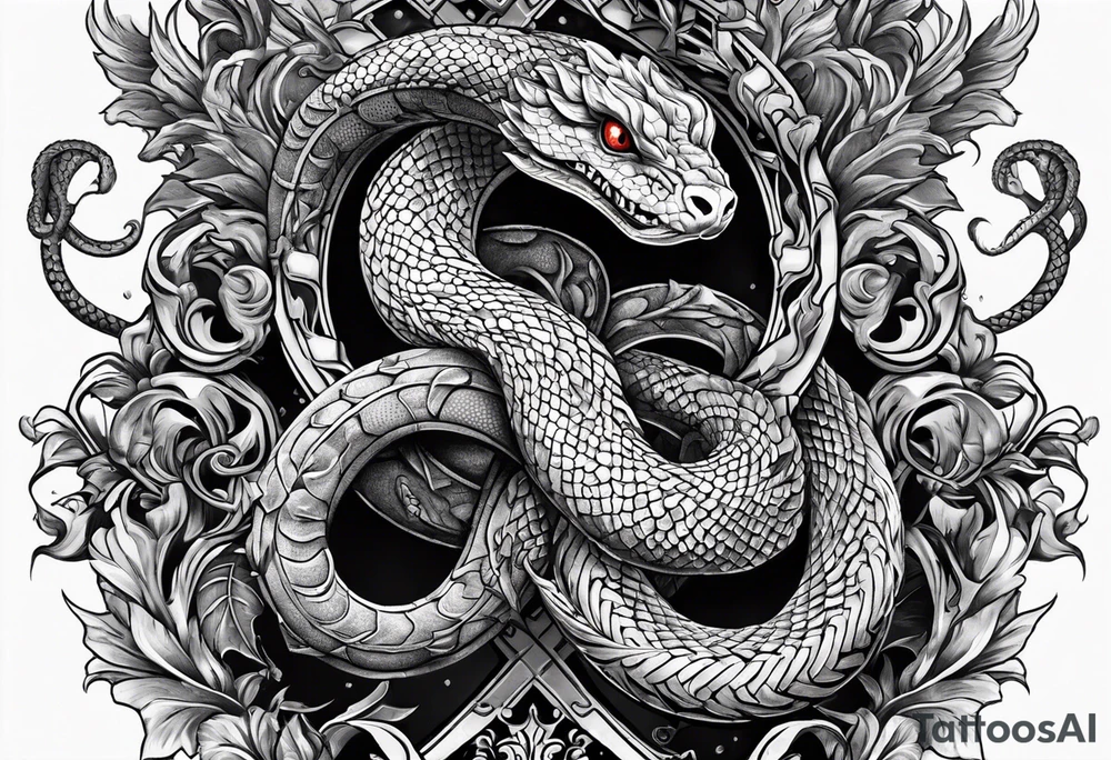 worn cross, and a viper as the serpent, only one serpent tattoo idea worn cross, and a viper as the serpent, only one serpent tattoo idea