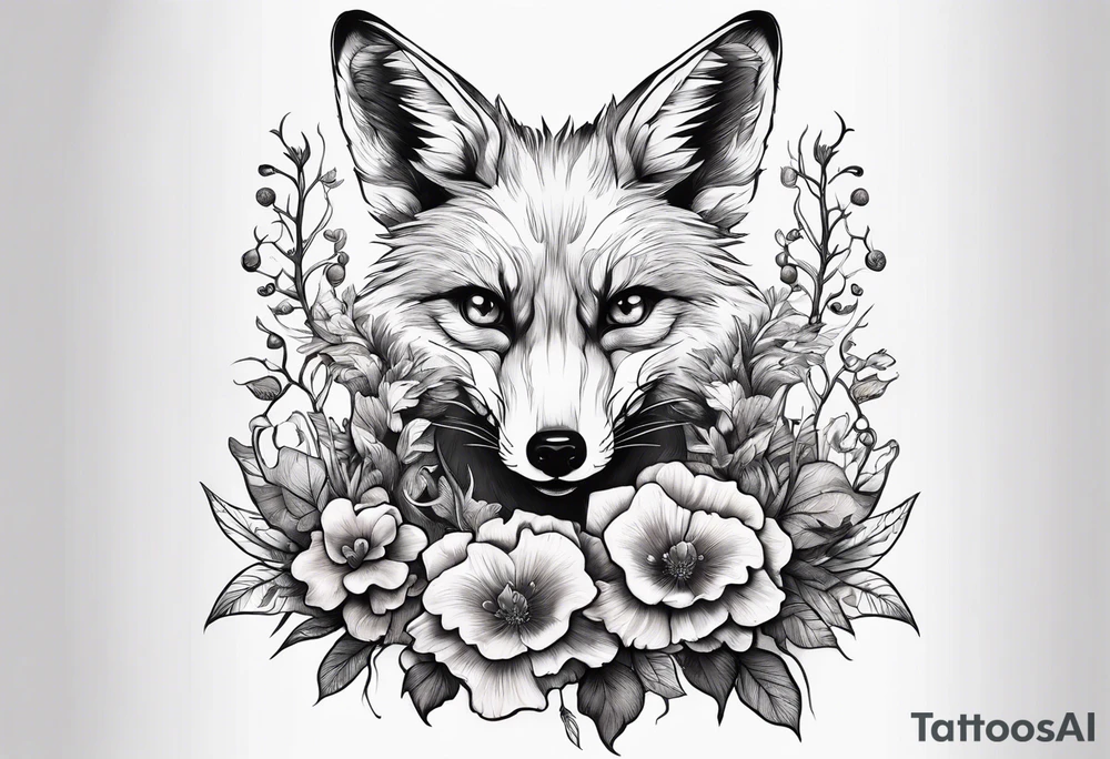 Dear fox skeleton with mushrooms growing out of it tattoo idea Dear fox skeleton with mushrooms growing out of it tattoo idea