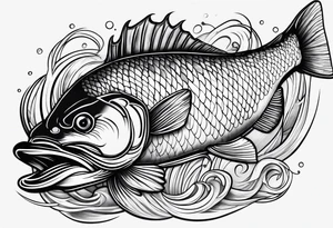 walleye line work tattoo idea
