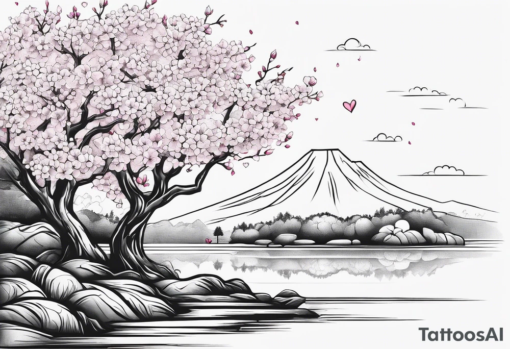 I love you in another language with cherry blossom trees coming im and out of it tattoo idea