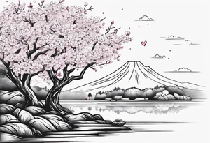 I love you in another language with cherry blossom trees coming im and out of it tattoo idea