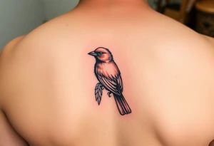 Red bird girly small tattoo idea