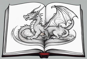 Open book, coming to life, whimsical, dragons tattoo idea