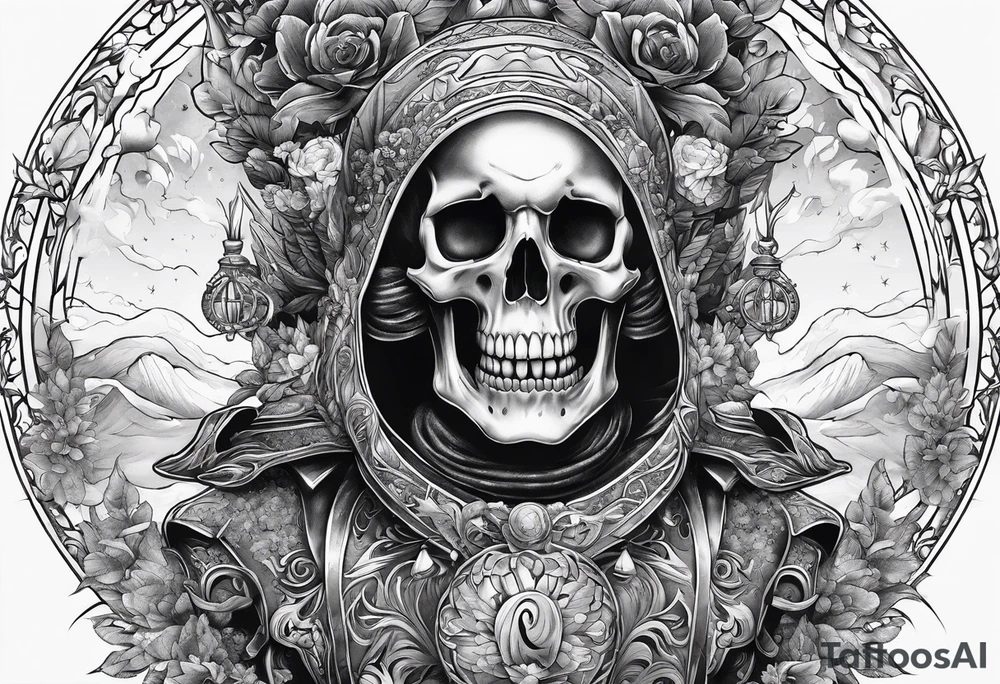 Universe with a full skeleton tattoo idea
