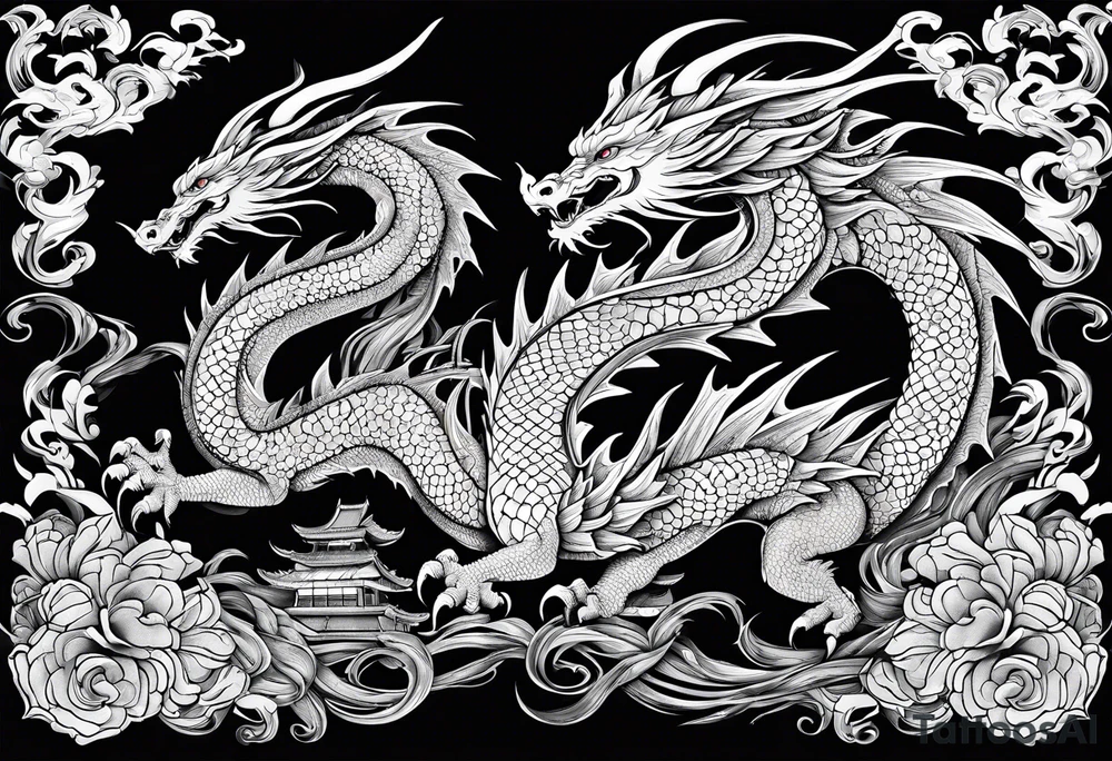 dragon with black background tattoo idea