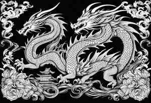 dragon with black background tattoo idea