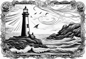 mat  de voilier en forme de phare marin. tattoo idea