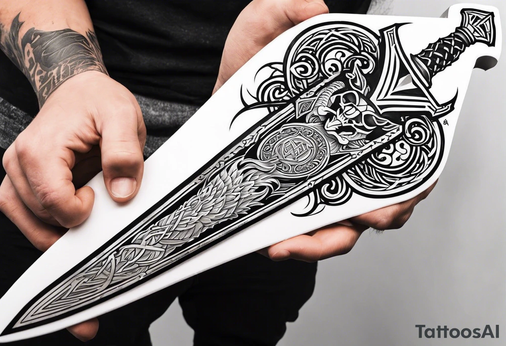 Viking sword Valhalla shield dragon tattoo idea