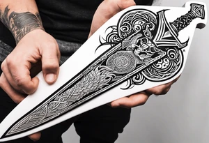 Viking sword Valhalla shield dragon tattoo idea