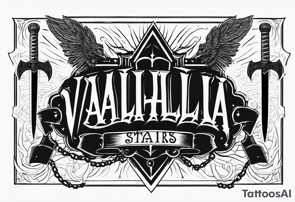 Valhalla stairs  sword chains tattoo idea