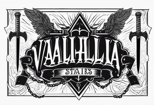 Valhalla stairs  sword chains tattoo idea