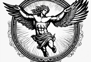 icarus greek god flying into the sun and falling tattoo idea