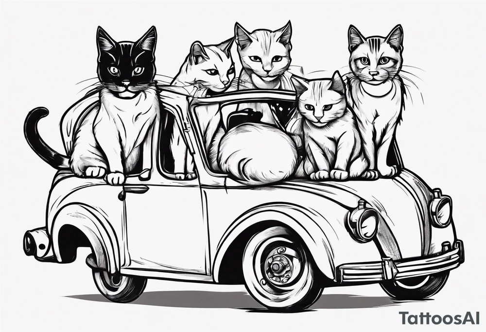 cat in a car tattoo idea