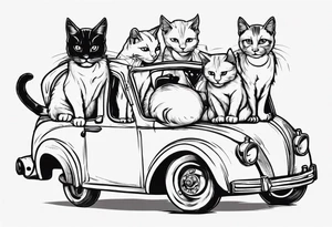 cat in a car tattoo idea