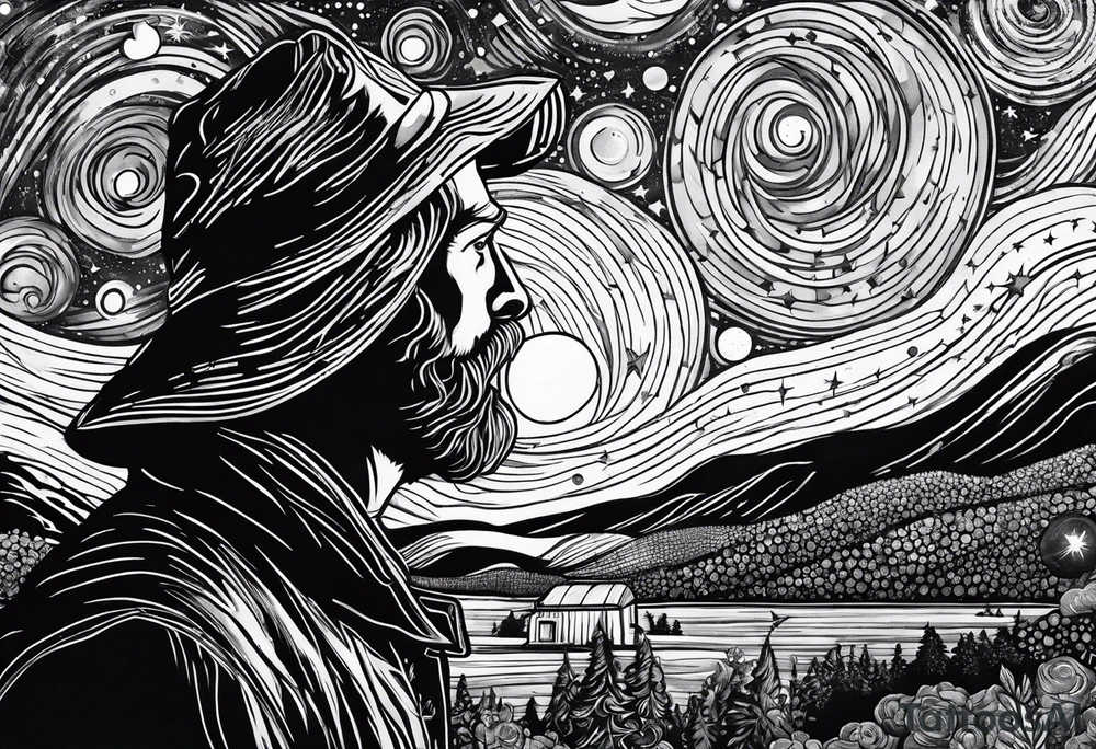 A person looking up at space tattoo idea