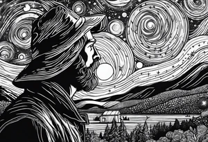 A person looking up at space tattoo idea