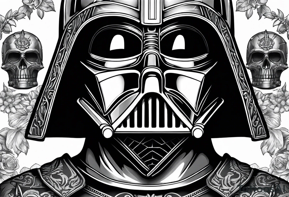 Darth Vader in Roman gladiator style with skulls tattoo idea