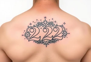 Bold 222 surrounded with love and stardust and vibration tattoo idea