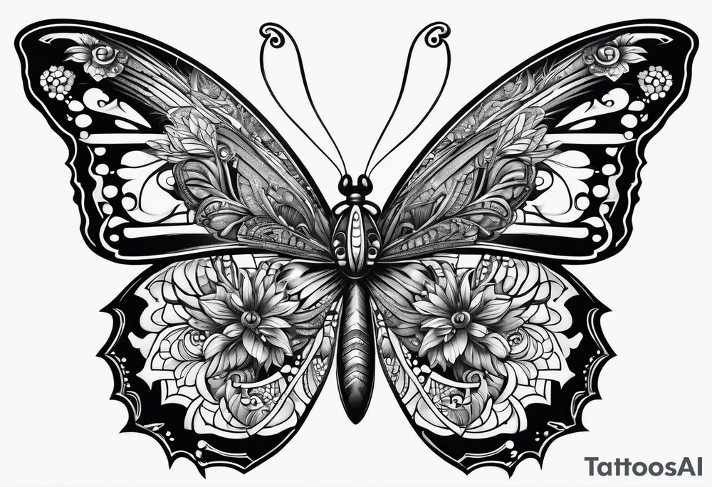 Butterfly with mainboard tattoo idea