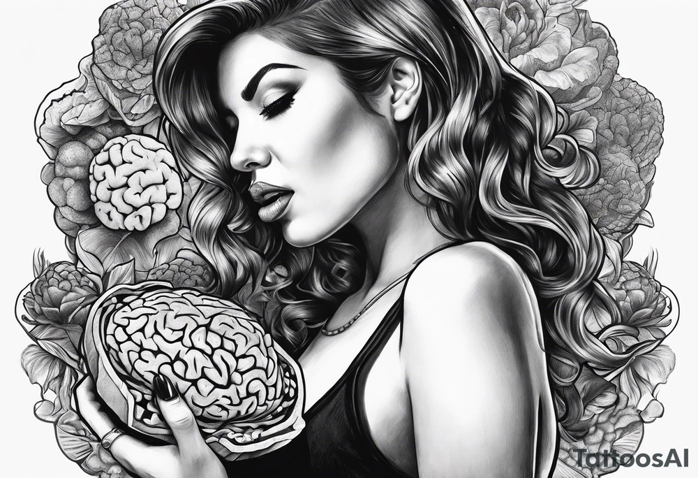Woman eating her own brain tattoo idea