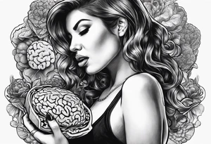 Woman eating her own brain tattoo idea
