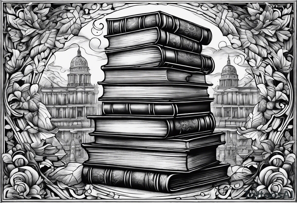 Jigsaw puzzle of a Stack of books tattoo idea
