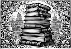 Jigsaw puzzle of a Stack of books tattoo idea