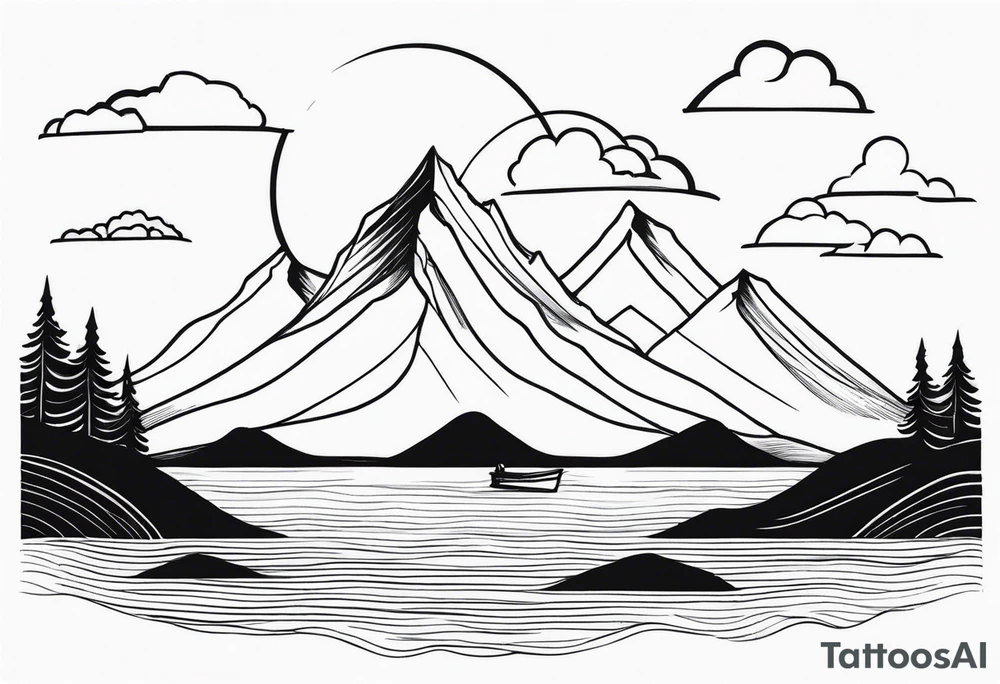 Mountain and sea tattoo idea