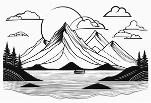 Mountain and sea tattoo idea