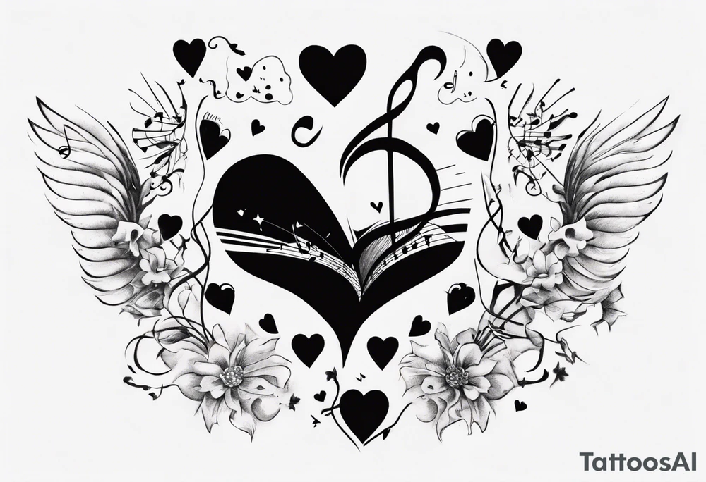 Simplicity love with music inspiration tattoo idea
