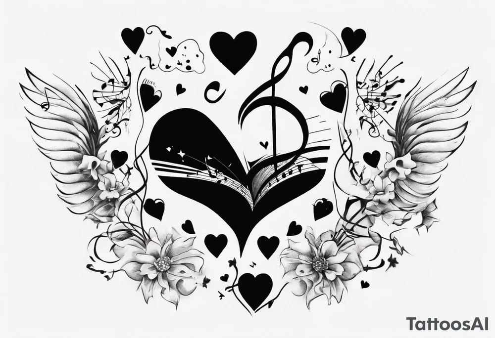 Simplicity love with music inspiration tattoo idea Simplicity love with music inspiration tattoo idea