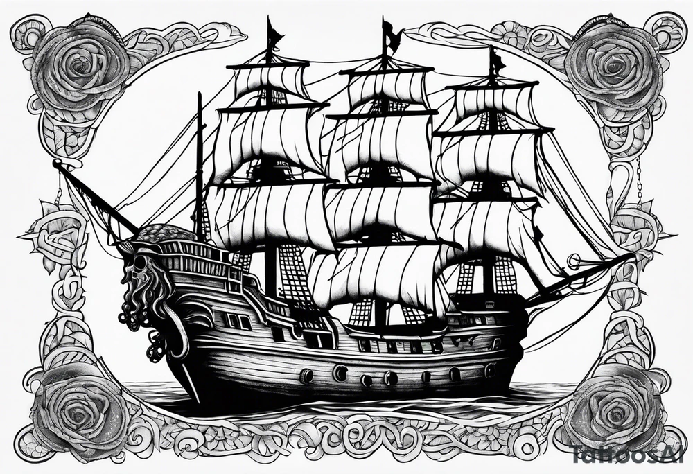 octopus pirate ship tattoo idea