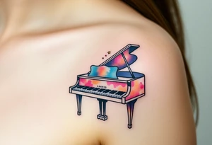 dreamy piano under the stars tattoo idea