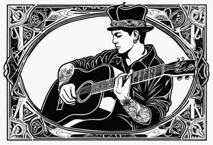 King of ace playing guitar cards tattoo idea