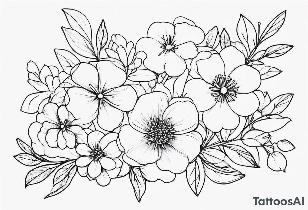 fine line, small flowers tattoo idea