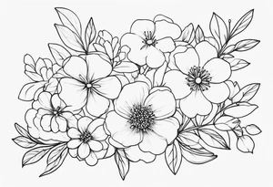 fine line, small flowers tattoo idea