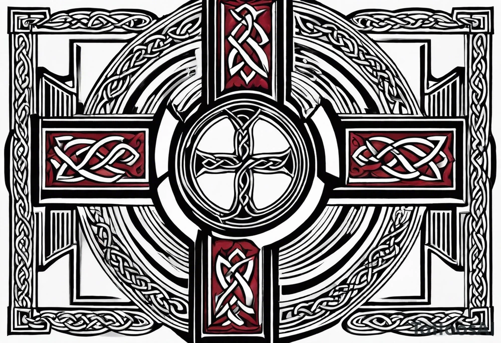 celtic cross with flowersimple celtic cross with flowers intertwined tattoo idea