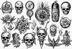 Classic sketches of the old school tattoo idea