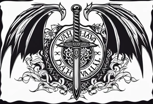 Valhalla death 
prayer sword dragon axe tattoo idea
