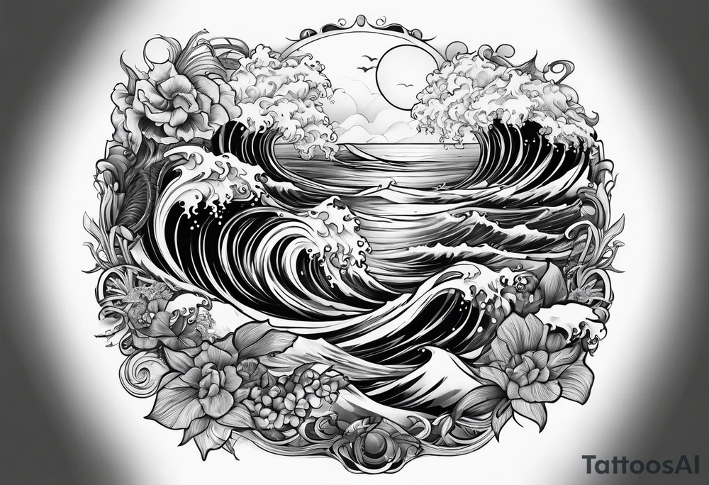 Ocean scene tattoo idea