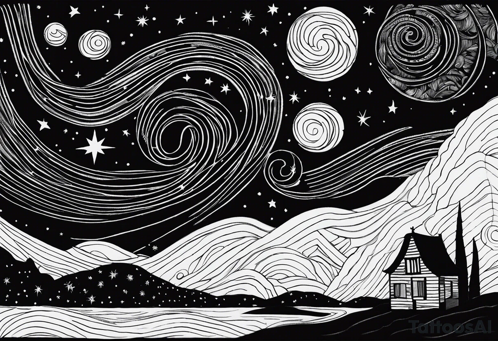 starry night van gogh tattoo idea