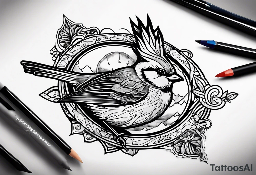 Anchor cross sparrow tattoo idea