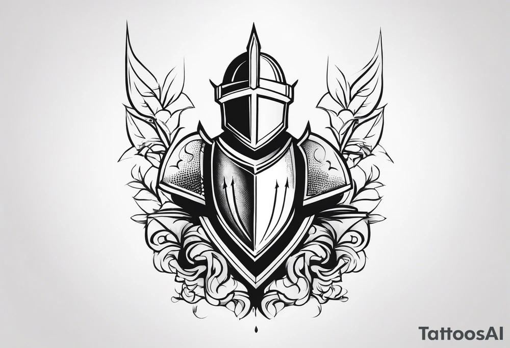 starts with a line then says the word “knight” in the middle and ends with a line at the end tattoo idea