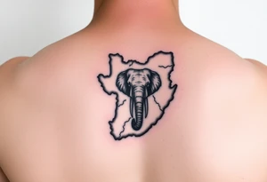 South Africa tattoo combining map and elephant tattoo idea