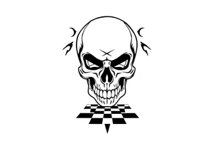 soldier skull with checkered floor tattoo idea